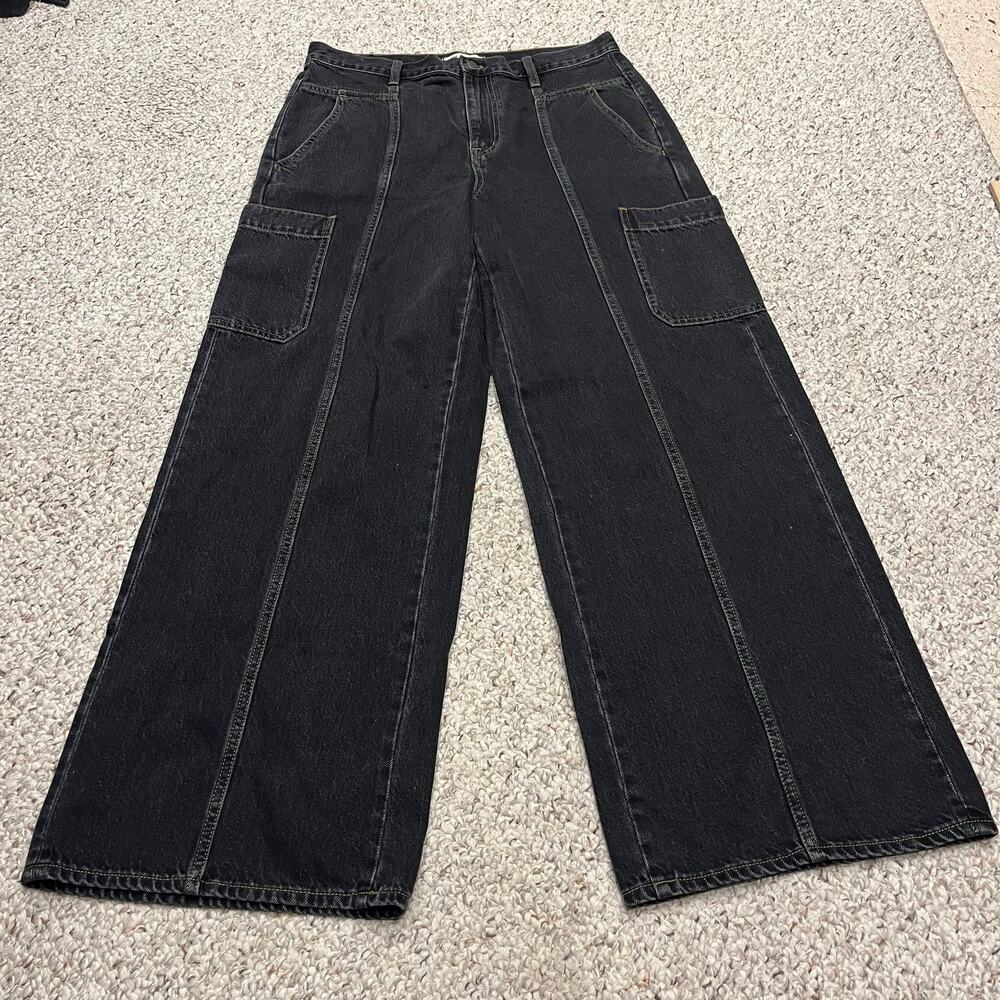 Madewell Baggy Straight Cargo Jeans 31 Dark Wash Grunge Streetwear Casual
